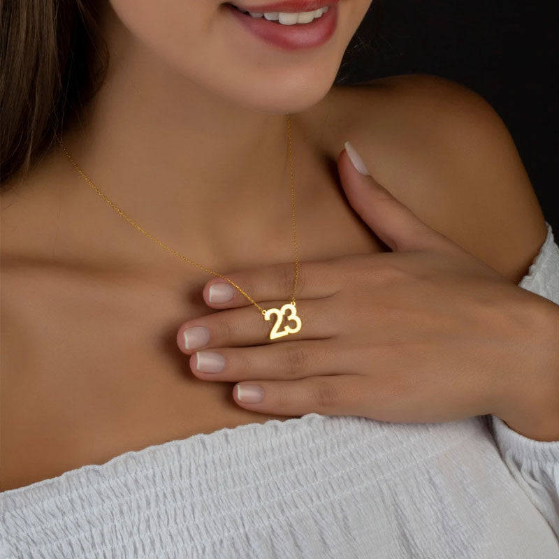 Personalized Number Necklace - Custom Number Necklace - Year Necklace - Aria Number Year Necklace - Silver Necklace - Mothers day gift