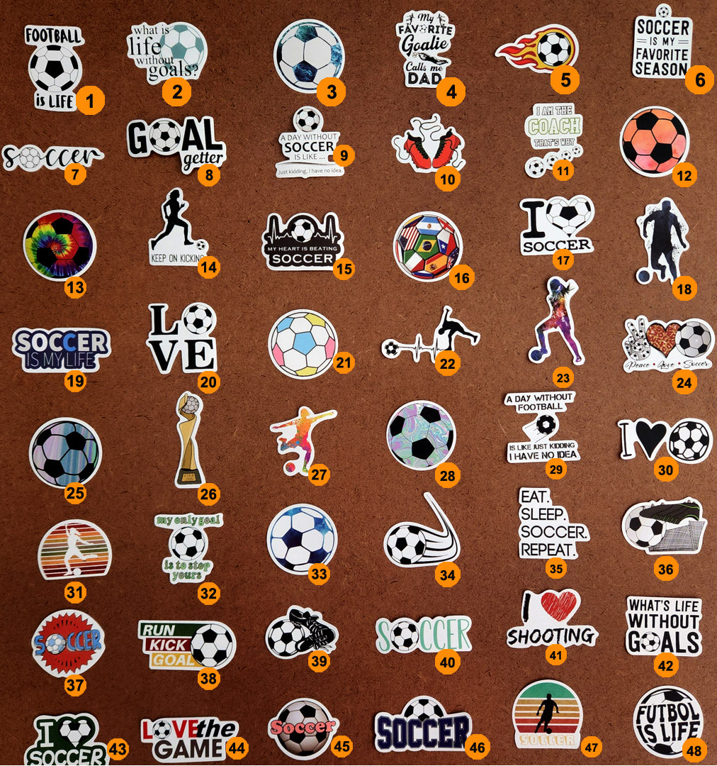 3 Waterproof Soccer Stickers