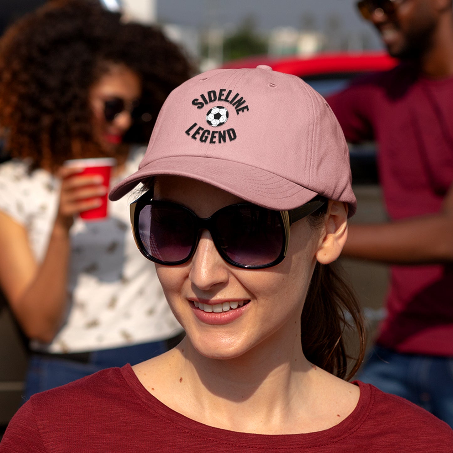 Soccer Mom wearing Woman wearing a pink 'Sideline Legend' Cap